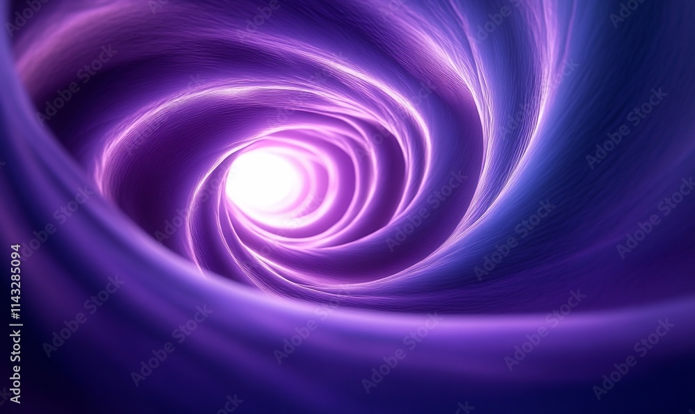 Fototapeta premium Abstract swirling purple light tunnel with bright center.