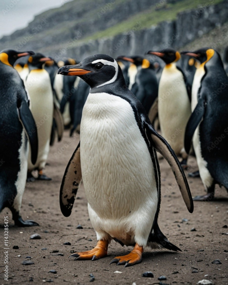 Obraz premium Grupo de pingüinos en su medio natural