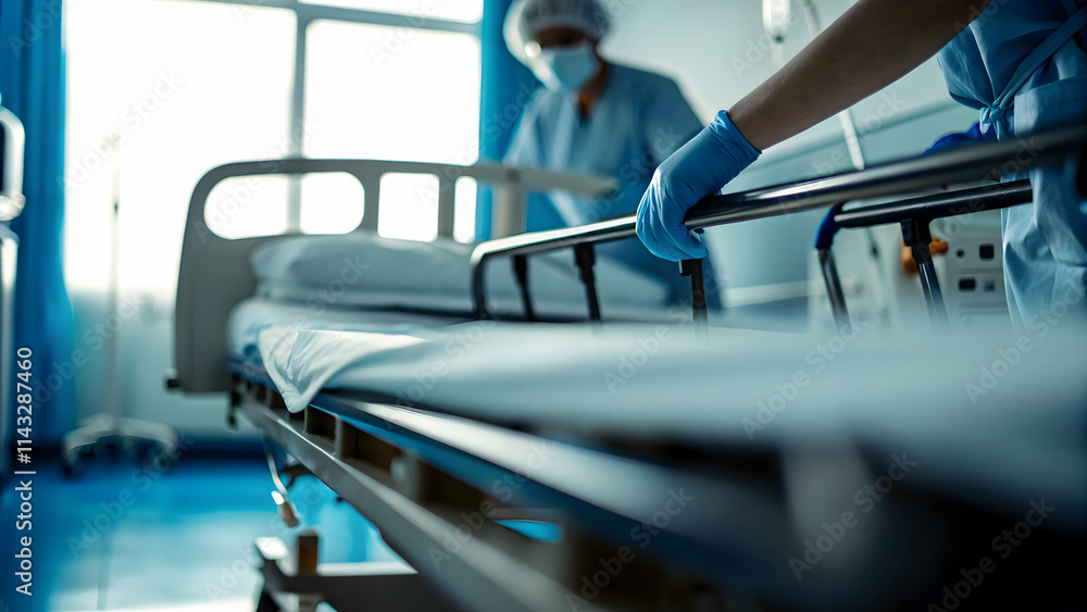 Hospital Infection Control: Staff in Protective Gear Ensures Sanitized Surfaces and Safety in Isolation Wards Hospital Infection Control: Staff in Protective Gear Ensures Sanitized Surfaces and Safety in Isolation Wards