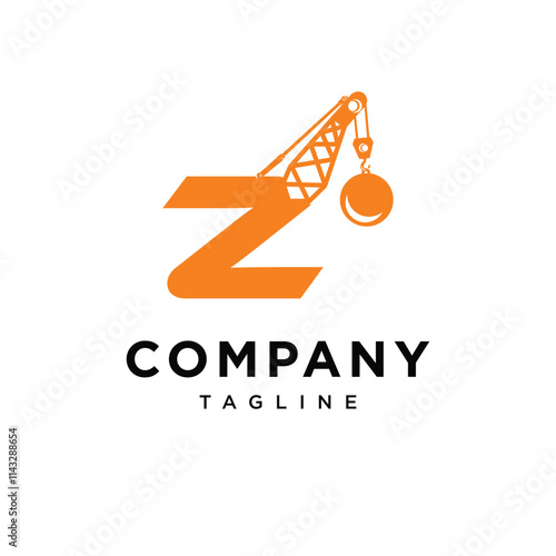 Letter Z Wrecking Ball Excavator Logo Icon