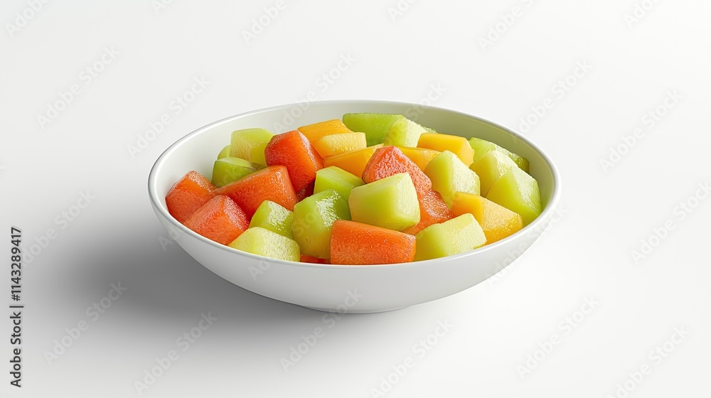 A bowl filled with colorful diced fruits, showcasing a fresh and healthy snack option. A bowl filled with colorful diced fruits, showcasing a fresh and healthy snack option.