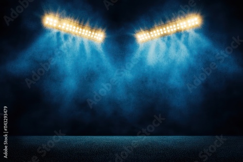Nighttime Glory: American Football Field Illuminated by Stadium Lights