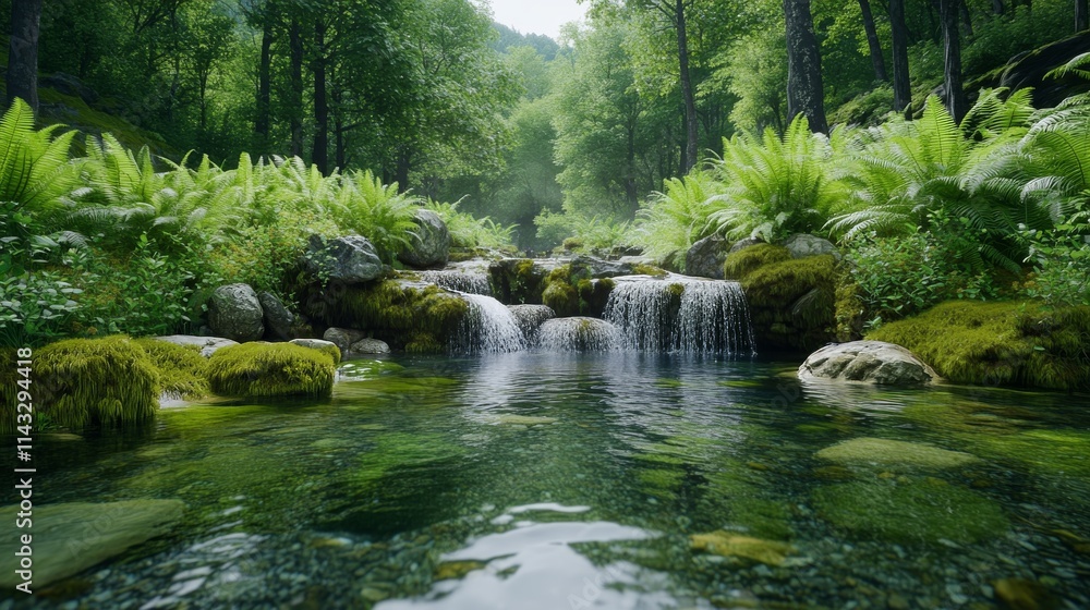 Serene Stream in Lush Woods Serene Stream in Lush Woods