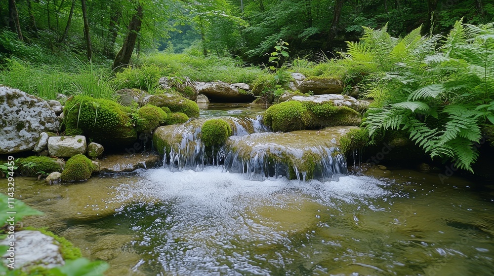 Gentle Flowing Waterfall Serenity Gentle Flowing Waterfall Serenity