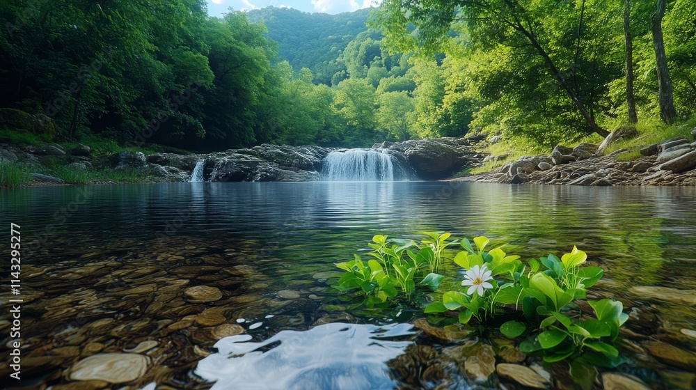 Obraz premium Scenic Forest Waterfall View