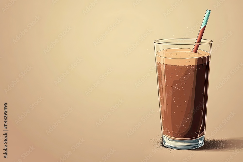A Glass of Brown Soda with a Straw A Glass of Brown Soda with a Straw