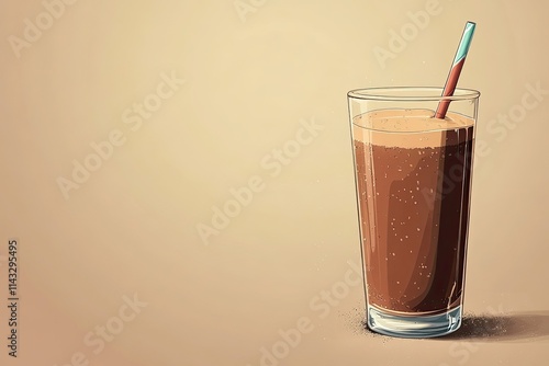 A Glass of Brown Soda with a Straw