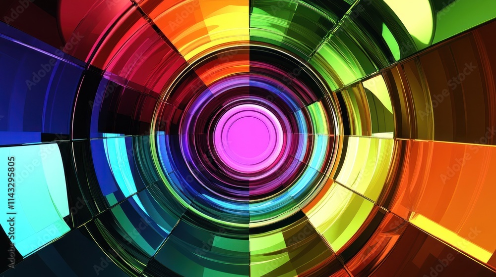 Obraz premium Abstract colorful concentric circles design.
