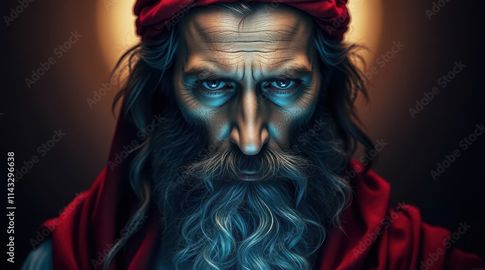 Highly detailed artistic portrait of a bearded man in a red robe, illuminated by a glowing halo, exuding a mystical and powerful aura.
Highly detailed artistic portrait of a bearded man in a red robe, illuminated by a glowing halo, exuding a mystical and powerful aura.