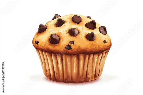 A Delicious Chocolate Chip Muffin Baked Freshly photo