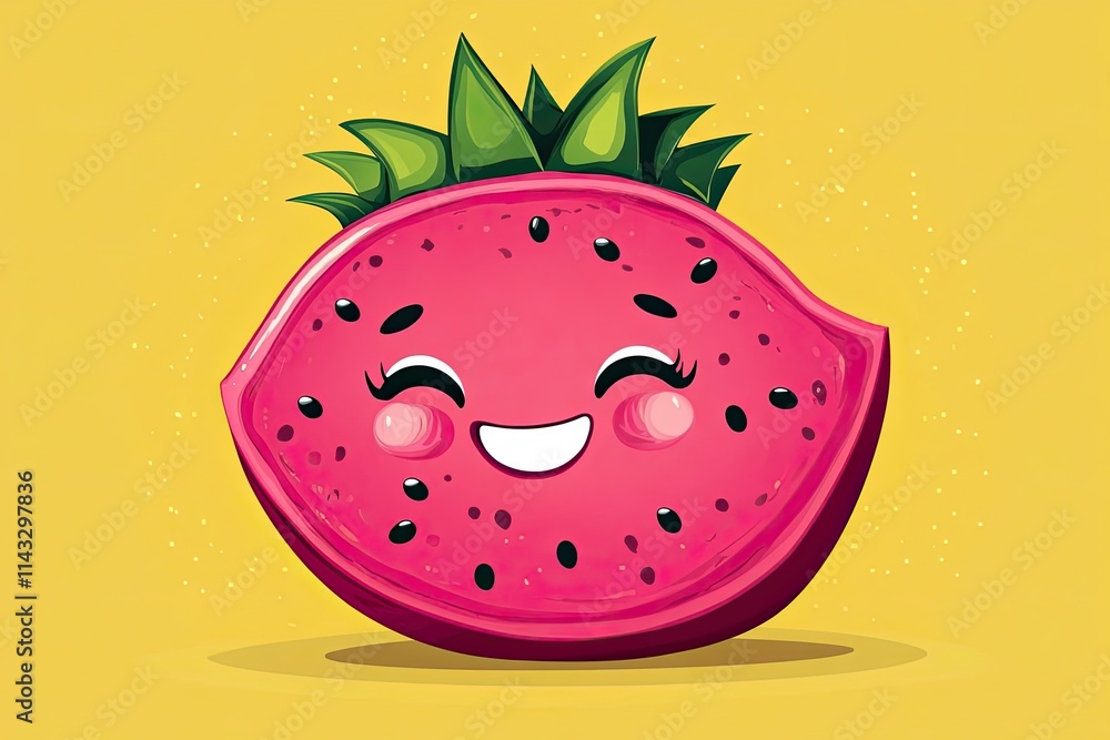 Fototapeta premium Happy Dragon Fruit Smiling Cartoon Illustration