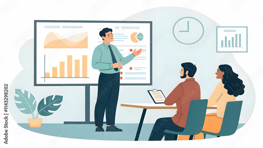 interview and presentation and clarity concept as Applicant delivering a clear and concise presentation during the interview effectively conveying qualifications and experience. in Photo Stock Conce interview and presentation and clarity concept as Applicant delivering a clear and concise presentation during the interview effectively conveying qualifications and experience. in Photo Stock Conce