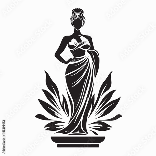 Themis Goddess of Justice Symbol of Law silhouette image vector isolated on white background.