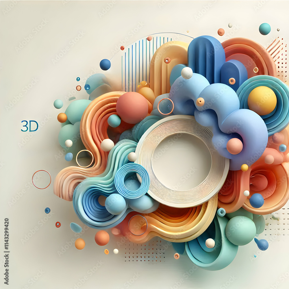 Obraz premium Soft Colors Abstract Watercolor Background Symbolizing Inspiration Epiphany - 3D Icon Concept with Copy Space for Ads and Banners