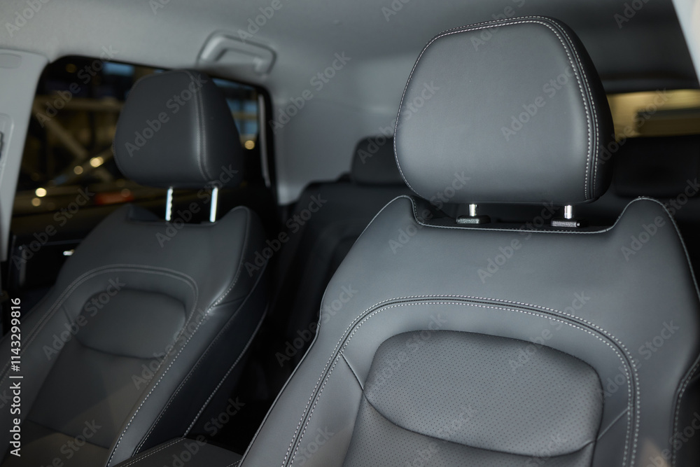 Car back seat with headrest and arm rest, a comfortable automotive fixture Car back seat with headrest and arm rest, a comfortable automotive fixture
