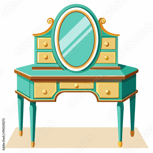 colorful illustration of a vanity table