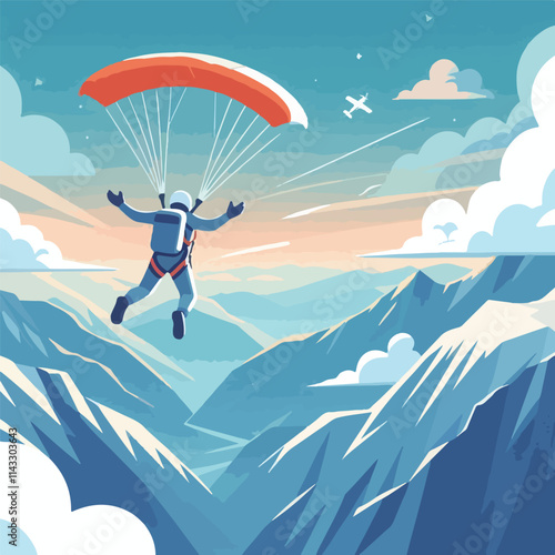 vector image of a person parachuting