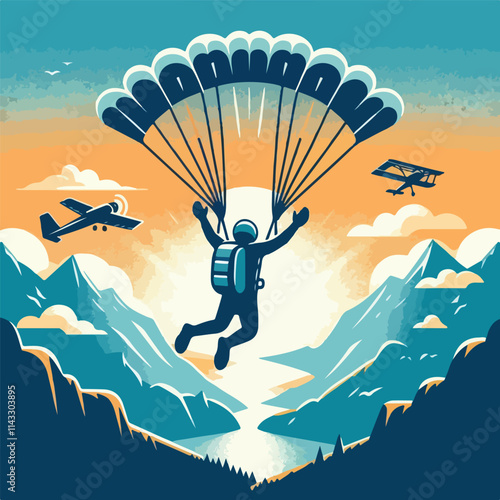 vector image of a person parachuting