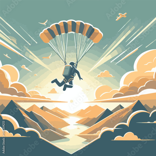 vector image of a person parachuting