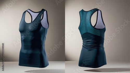 Athletic Tank Tops Displayed Front And Back Views photo