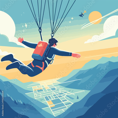 vector image of a person parachuting