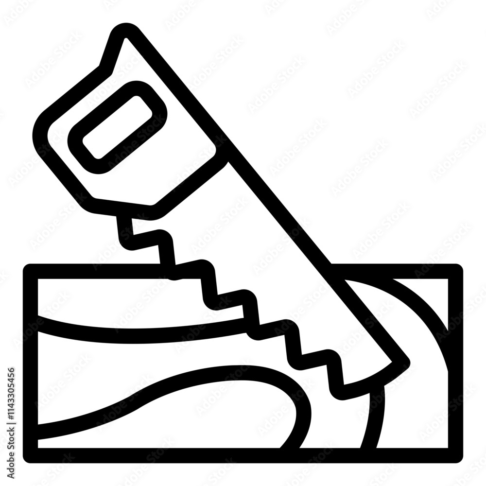 Hand saw outline icon for woodcutting and carpentry, essential for tasks Hand saw outline icon for woodcutting and carpentry, essential for tasks