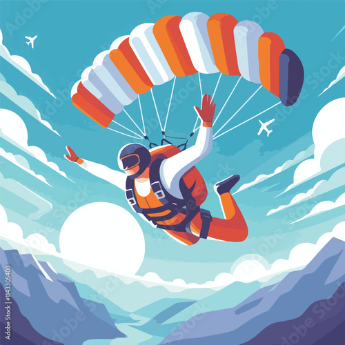 vector image of a person parachuting