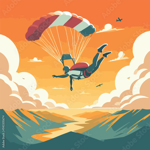 vector image of a person parachuting