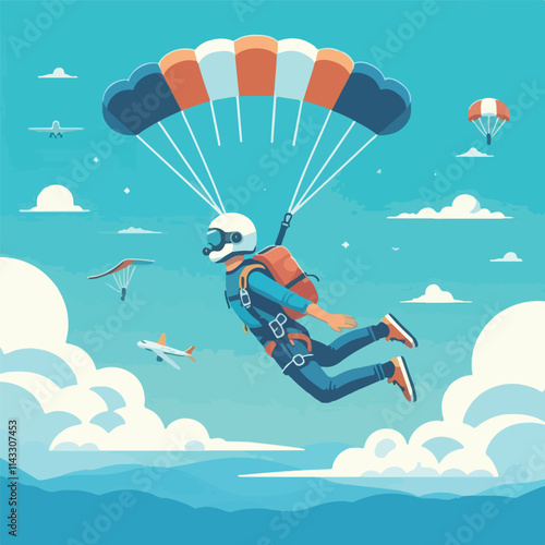 vector image of a person parachuting