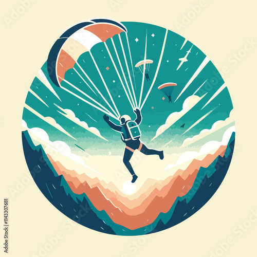 vector image of a person parachuting