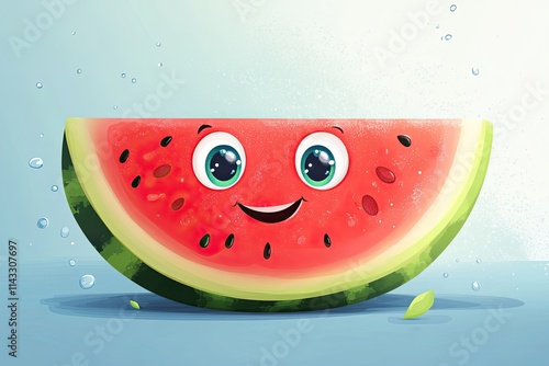 A Happy Smiling Watermelon Slice in Water photo