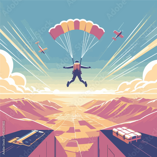 vector image of a person parachuting