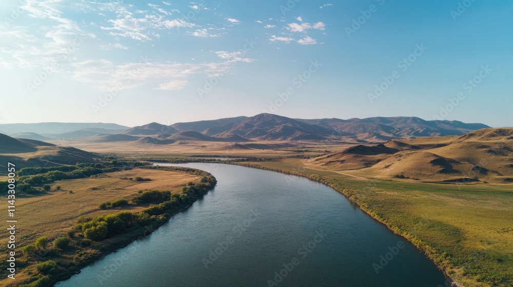 Aerial view of mountain river in summer Aerial view of mountain river in summer