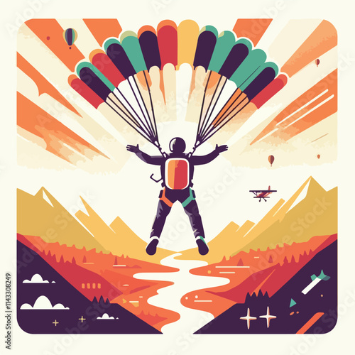 vector image of a person parachuting