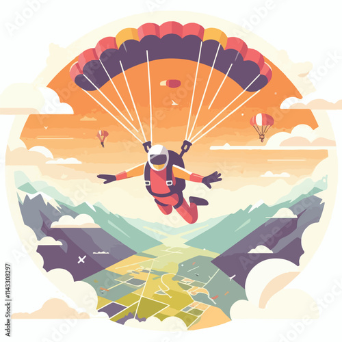 vector image of a person parachuting