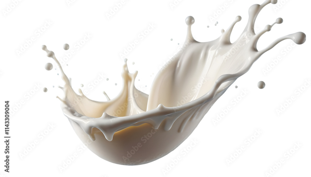 A dynamic splash of milk or cream, isolated on a transparent background, featuring smooth textures and elegant motion, ideal for food and beverage designs.
A dynamic splash of milk or cream, isolated on a transparent background, featuring smooth textures and elegant motion, ideal for food and beverage designs.