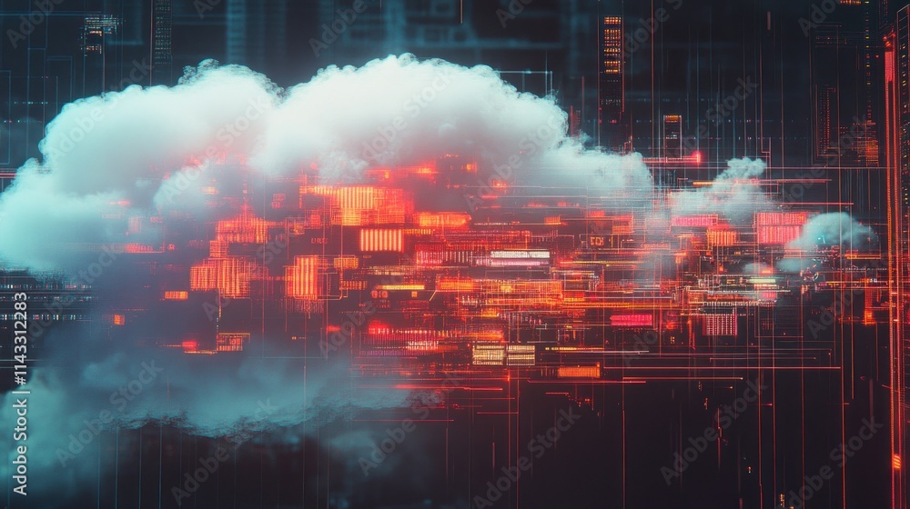 Fototapeta premium Digital Cloud Network Abstract