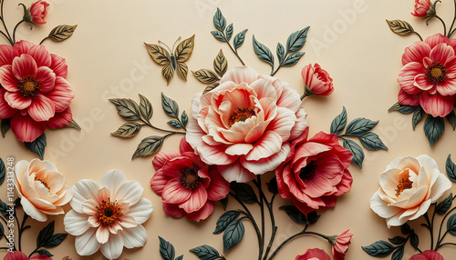 Wallpaper Mural floral vintage wallpaper, retro style, with white tones Torontodigital.ca