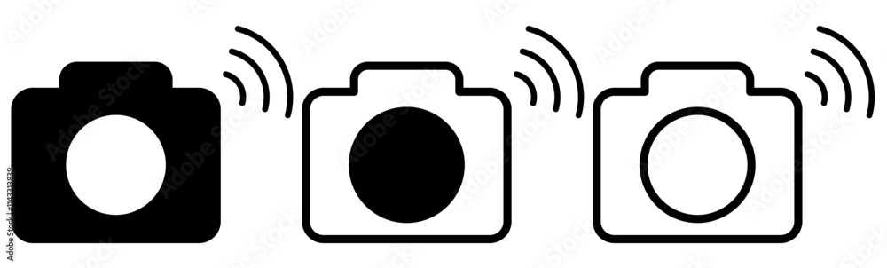 wireless control camera icon, simple flat style, illustration, logo sign symbol pictogram template, for ui or ux isolated on white for mobile app, editable wireless control camera icon, simple flat style, illustration, logo sign symbol pictogram template, for ui or ux isolated on white for mobile app, editable