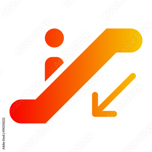 escalator down gradient icon