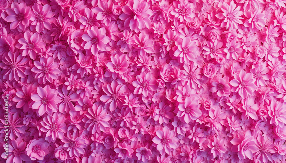 Fototapeta premium Pink floral wall textured background, glowing neon, with white tones