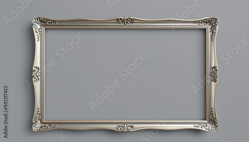 collection of vintage silver picture frame isolated, vector style, with white tones