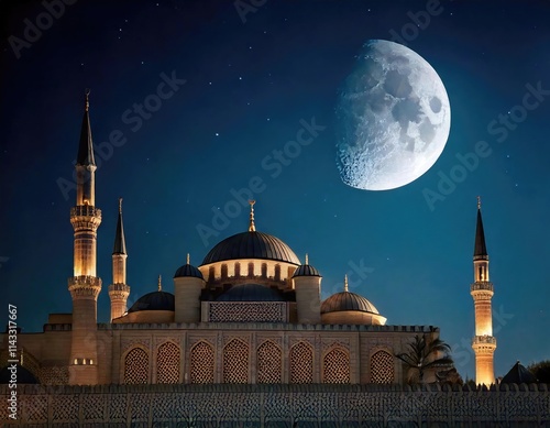 Mosque Night Moon photo