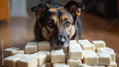 Police dog with seized batch of narcotics