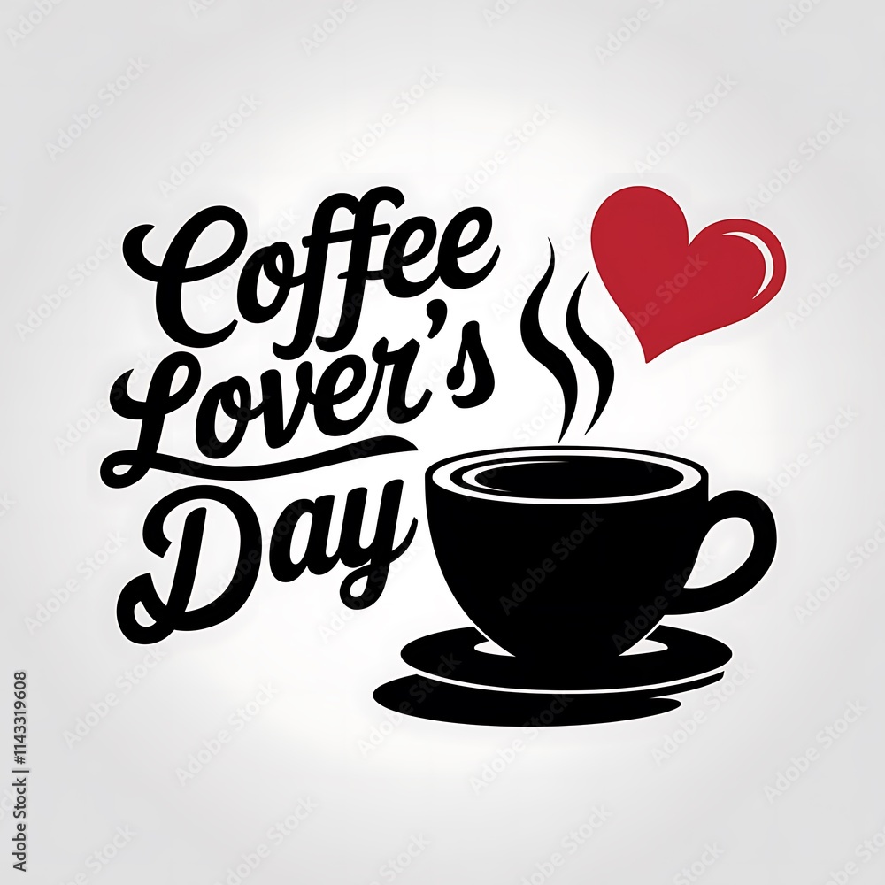 Coffee Lovers Day graphic design with a steaming cup and heart Coffee Lovers Day graphic design with a steaming cup and heart
