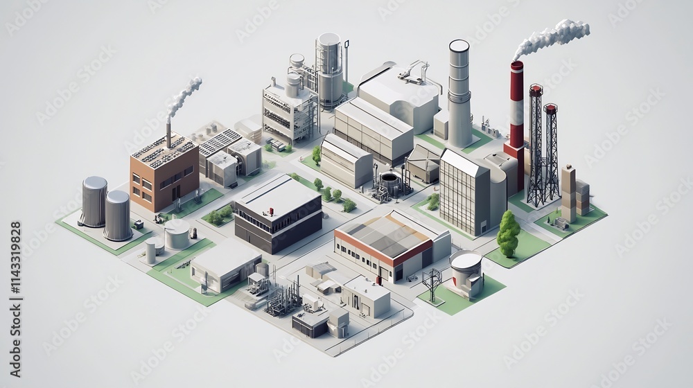 Isometric Industrial Complex Illustration Isometric Industrial Complex Illustration