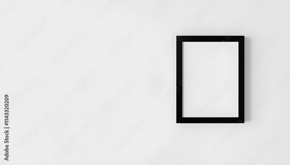 black rectangular 2x3 frame hanging on the wall isolated, color sketch, with white tones black rectangular 2x3 frame hanging on the wall isolated, color sketch, with white tones