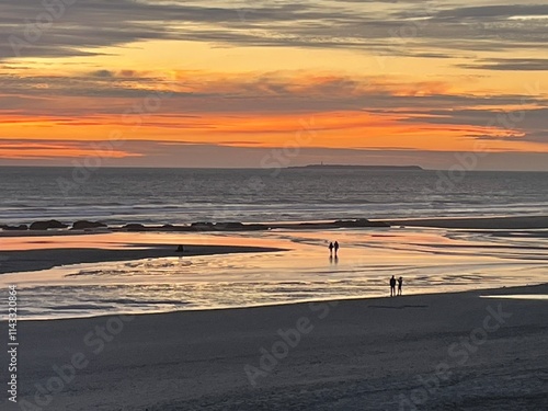 Orange and Yellow Sunset over the Pacific Ocean