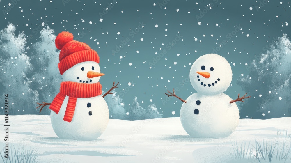 Paw print flat illustration outdoors skating snowman. Paw print flat illustration outdoors skating snowman.