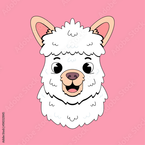 Cartoon alpaca face cartoon